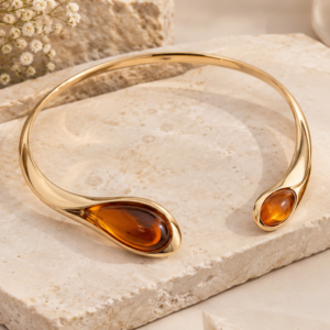 golden amber choker still life and portrait